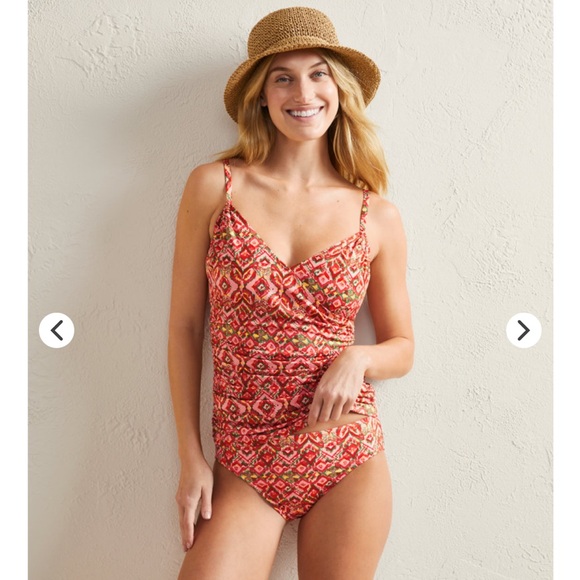 Garnet hill  3 piece, rushed swim skirt, bikini bottom, tankini 8 sunset - Picture 3 of 14